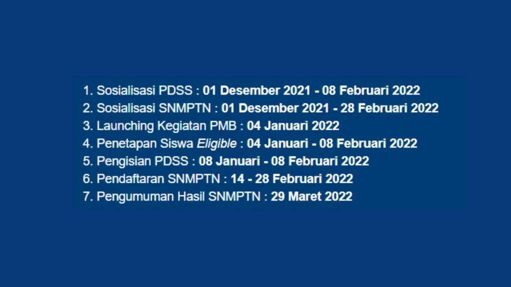Jadwal Pendaftaran SNMPTN 2022